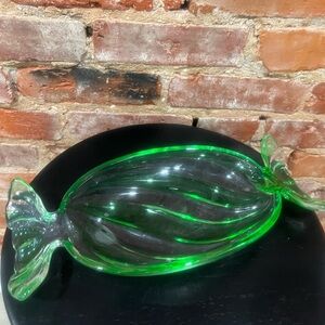Green Glass Candy-Shaped Serveware